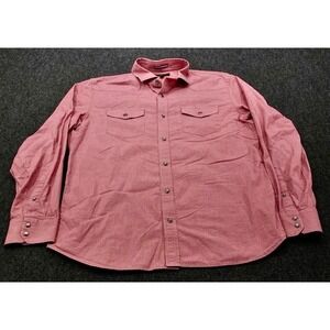 Banana Republic Western Shirt Mens Large Red Slim Fit Micro Check Snap Button